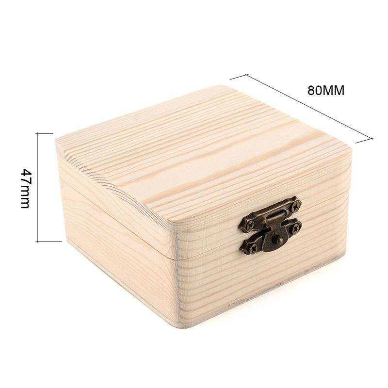 (PLUM)8x8x4.7cm Plain Natural Wooden Packing Box Storage Box Gift Box Wooden Storage Box Home Sundries Storage Box