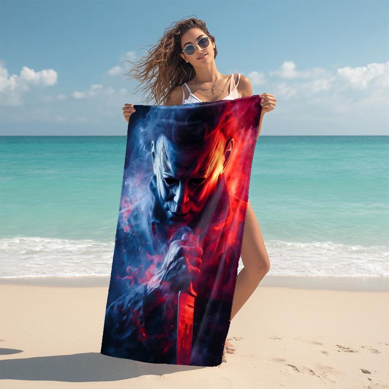 1Pc Halloween Horror Icons Beach Towel Microfiber Beach Towel Thin Absorbent For Beach Swimming Yoga Bath Sports 0917171