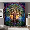 Set Of 2 Spring Summer Curtains Stained Glass Tree Life Yarn Polyester Room Decor Kitchen Study Made Cooking Area Window Treatment