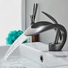 White Bathroom Basin Faucet Gray Sink Faucet Single Lever Hot and Cold Waterfall Crane Brass Sink Mixer Black Chrome Tap