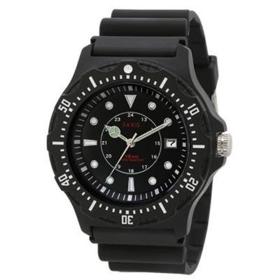 J-AXIS Men's NAG51-BK (Sun Flame) Round Watch Black Analog