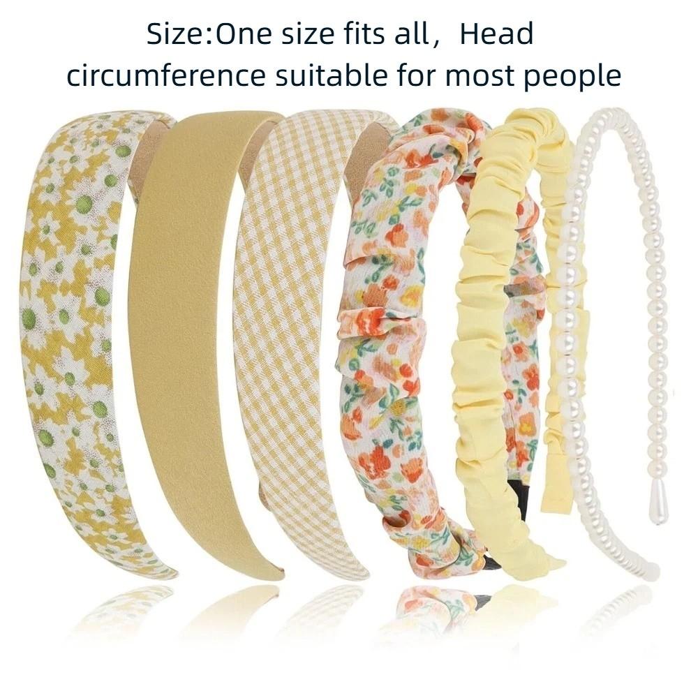 5/7Pcs Anti-slip Floral Plaid Hairband Sweet Cute Ladies Hair Accessories Use for Face Washing