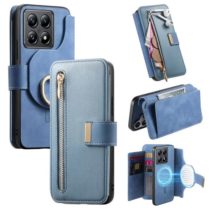 Für Xiaomi 15T 14T 13T 14 Pro 5G 2-in-1 Abnehmbare Leder Reißverschluss Geldbörse Hülle Für Xiaomi 17 Handyhülle Mi 13T 14T 15T 15 Hülle