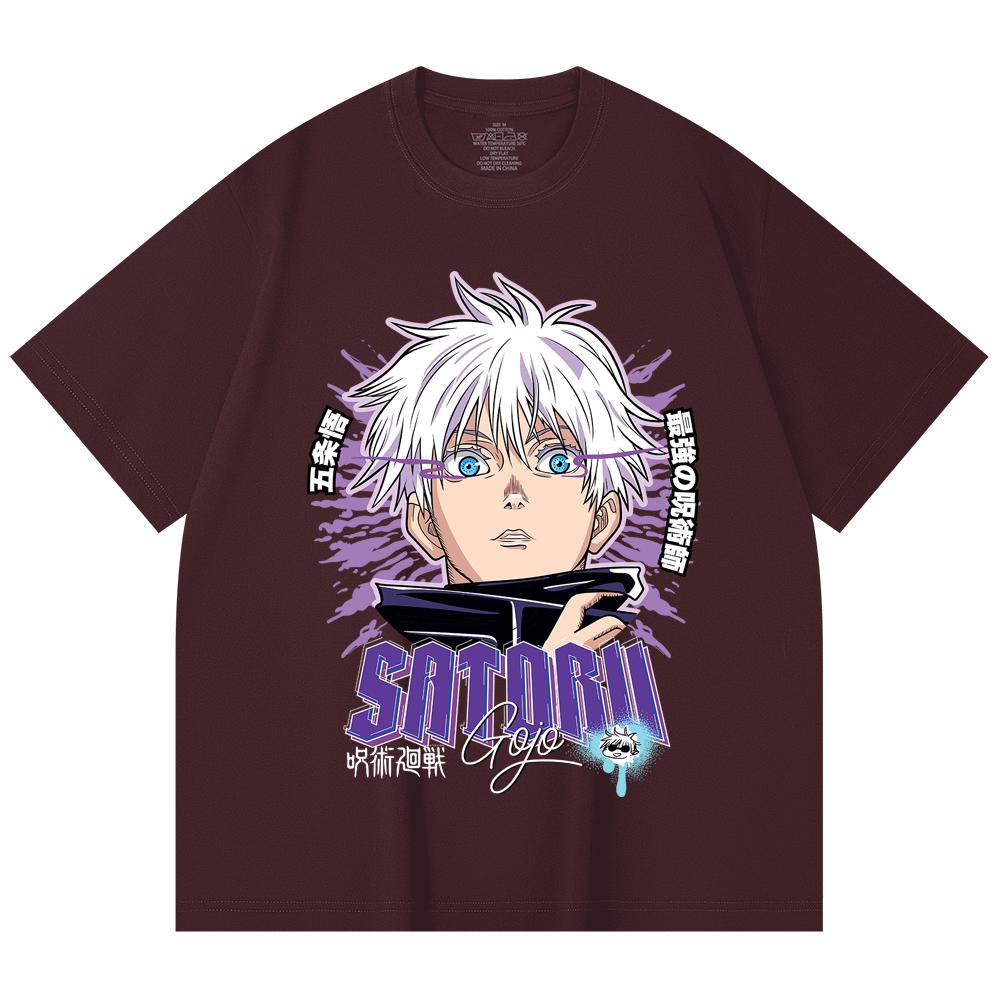 

230 Gsm 100% Cotton Jujutsu Kaisen V27 Gojo Print Unisex Heavy Cotton T Shirt 2XL