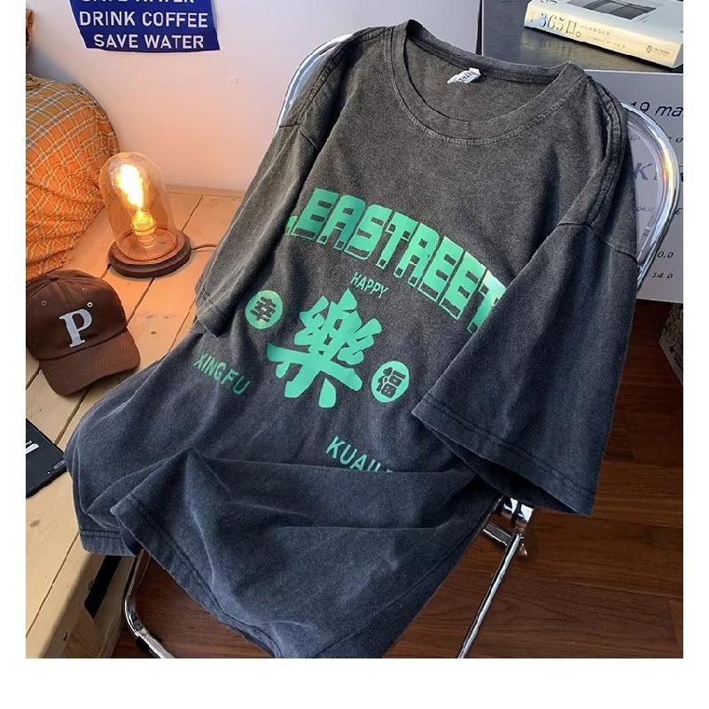

Новая футболка с коротким рукавом, мужская летняя рубашка в корейском стиле, модный простой топ с короткими рукавами, свободный повседневный модный бренд в гонконгском стиле