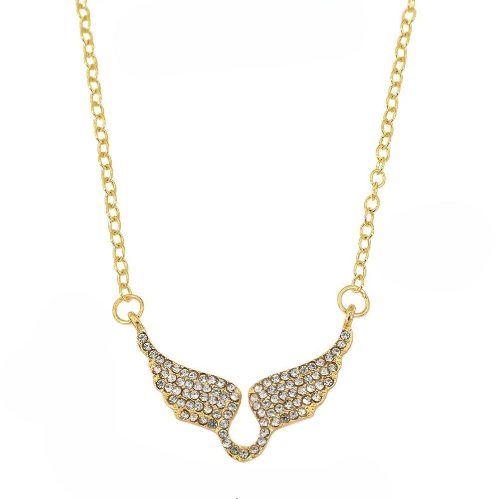 

Sparkling Angel Wings Rhinestone Pendant Necklace Women s Fashion Simple Charm Jewelry Perfect Gift for Birthday & Valentine s золотой