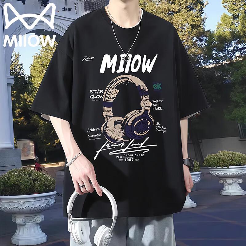 MiiOW Men s Pure Cotton Casual Short Sleeve T-Shirt 2XL