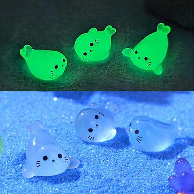 Im Dunkeln leuchtende Tiere Stressabbau Robbe Miniatur Aquarium Ornament Feengarten Dekoration Für Aquariendekor
