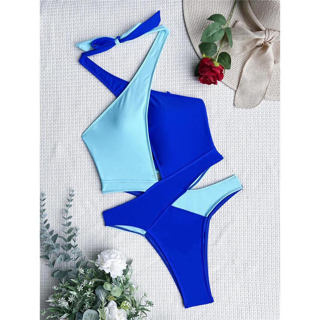 Sexy Spleißen Cut Out Halter-Backless Monokini Badeanzug Frauen Bademode Weiblichen High Cut Badende Badeanzug Schwimmen