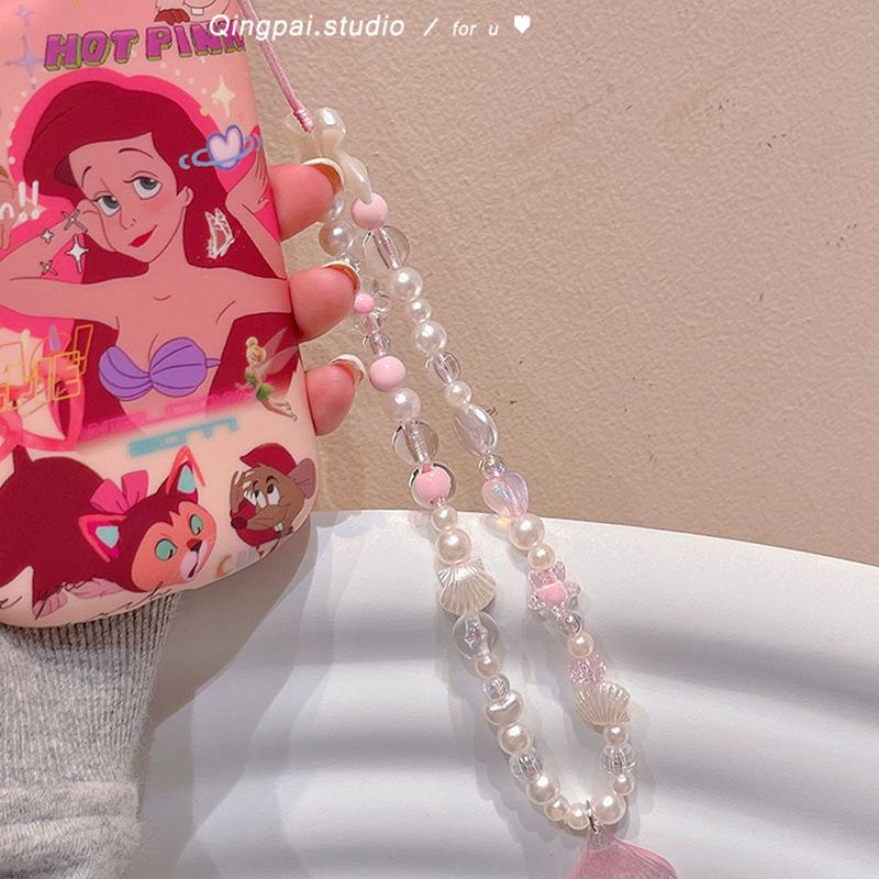 Bracelet de perles d'amour pour femmes, petit nœud en cristal frais, fleurs, amour, chaîne de téléphone portable, anti-chute, accessoires de coque de téléphone portable, DIY