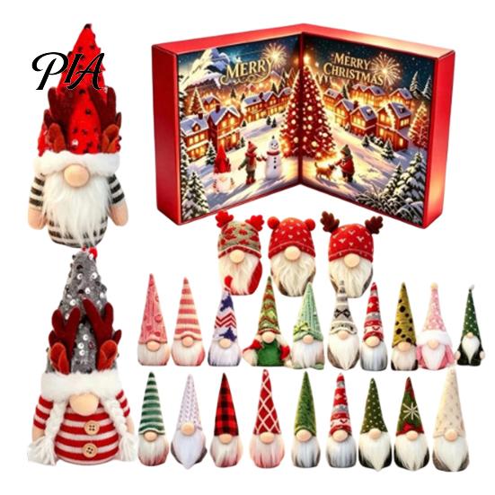 Plush Dwarf Box 2026 Christmas Gnome Advent Calendar, 24 Day Countdown Set with Faceless Soft Figurines Dolls, Xmas Ornaments for Tree Hanging