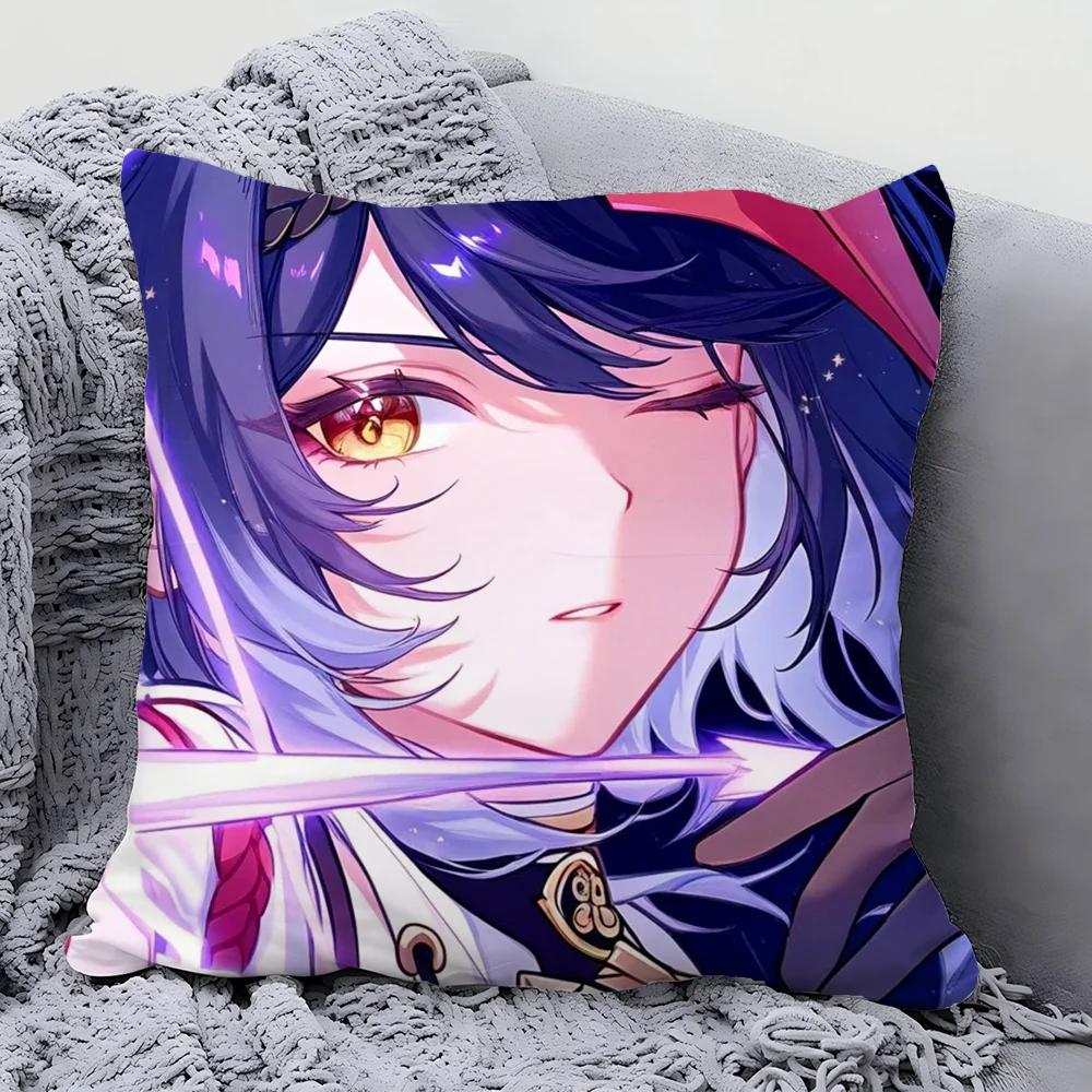 Kujo Sara Animation G-Genshin I-Impact Pillow Case Square Pillow Bedroom Sofa Leisure Comfort Living Room Home Decoration 40X40