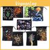 Black Tarot Velvet Bag For Crystal Accessories And Rune Dice Storage High-quality Printing