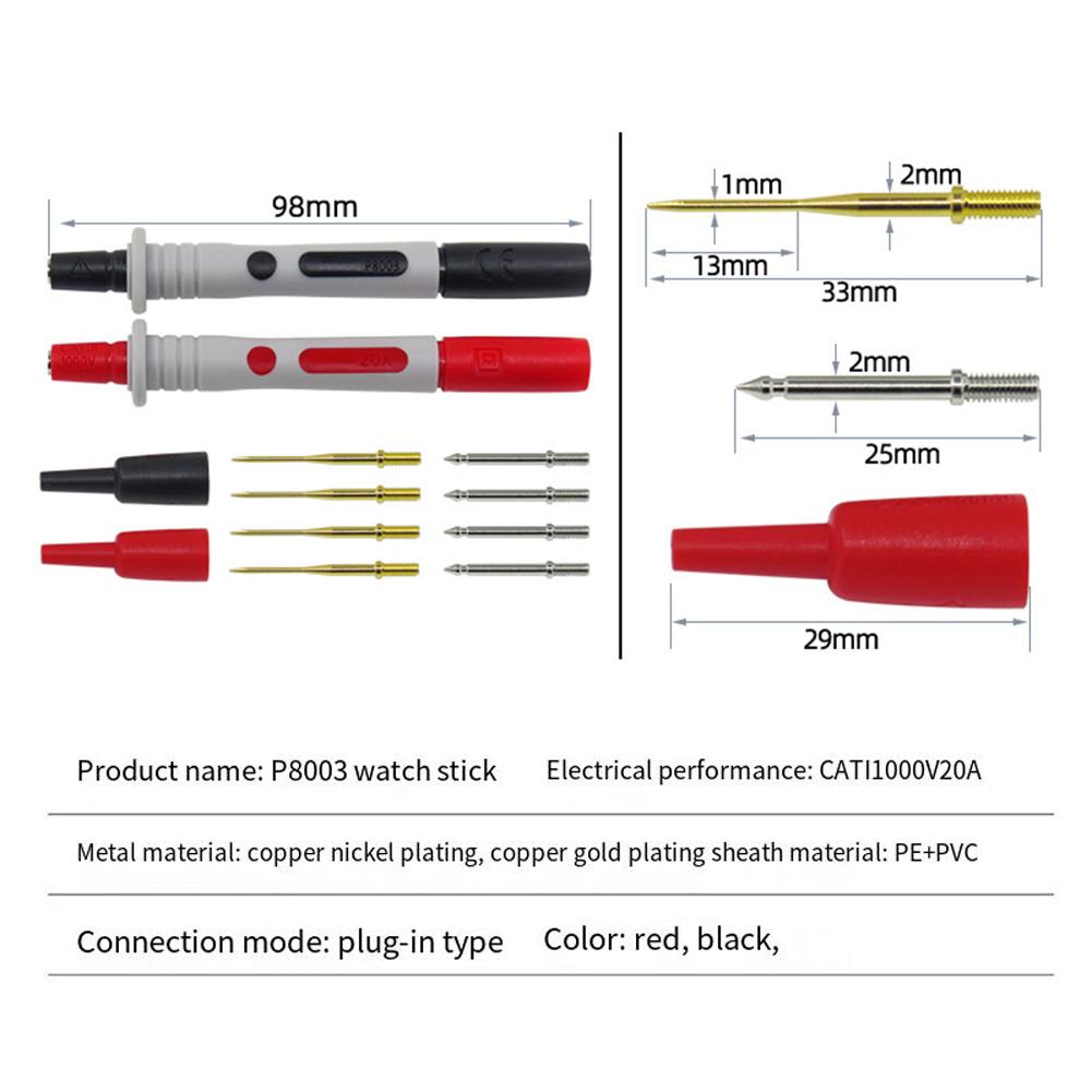 1set P8003 Multimeter Probe For Electrical Testing Replacement Gold Probes Home Repairs Electrical Tools Probe Spare Parts