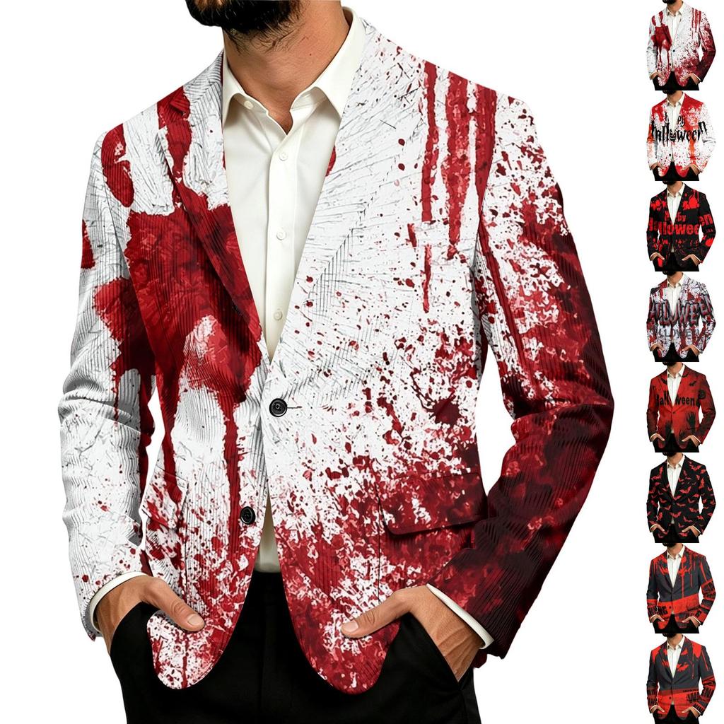 Herre Corduroy Business Casual Jakke med Halloween-trykk