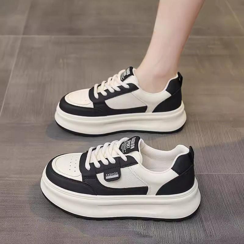 2025 Stylish Women's White Thick Sole Sneakers for Spring & Fall - Versatile Casual Sports Shoes