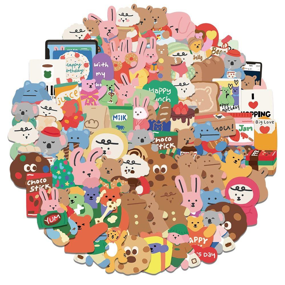 

Notebook Suitcase Korean Bear Stickers Animal Cat Stickers Waterproof Stickers Decorative Sticker 100pcs/Set Bear