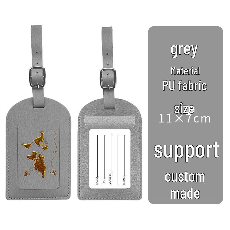 Thickened PU Leather Map-Stamped Luggage Tag & Passport Holder Set