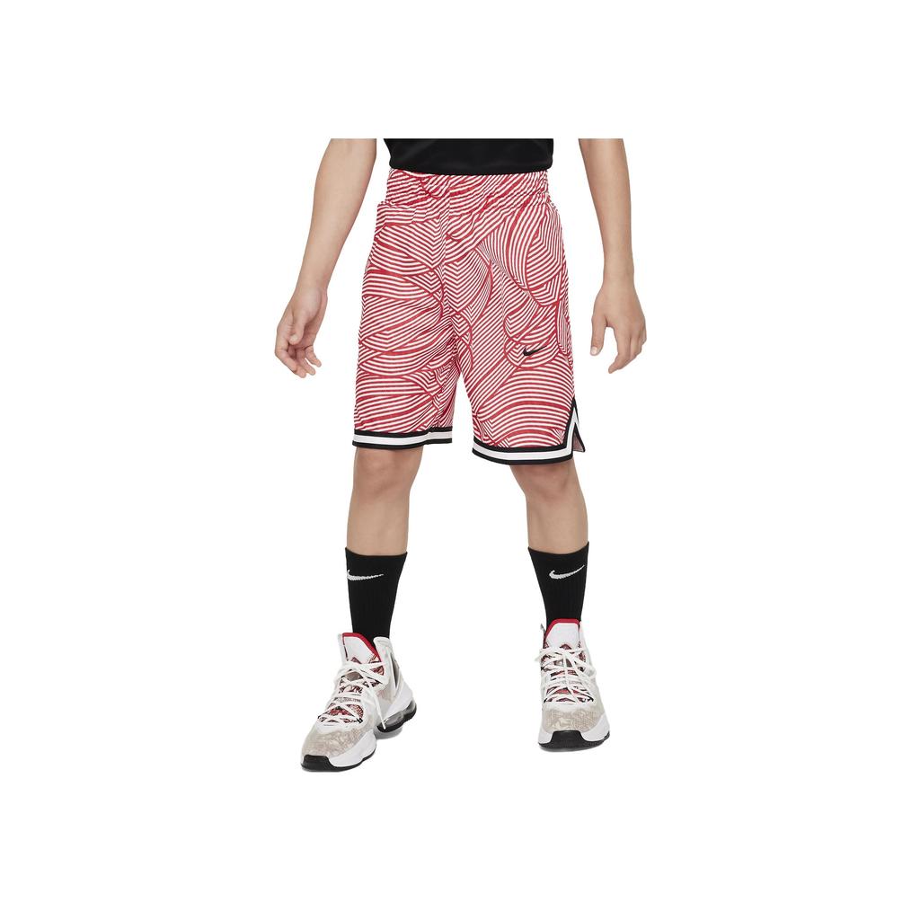 Nike Dri-FIT DNA Logo Embroidered All-Over Print Color Block Basketball Shorts Kids shorts University-Red FD4008-657