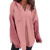Women's Oversized Casual Long-Sleeve Button-Up Hoodie Knit Patchwork Hoodie With Pockets