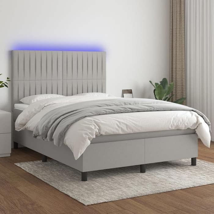 VidaXL Sommier à Lattes de Lit avec Matelas et LED, Lit Rembourré, Lit Double, Lit Adulte de Chambre à Coucher Intérieur, 3135037