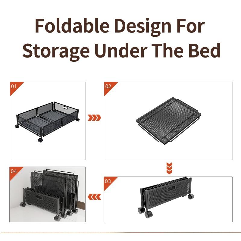 Foldable Under Bed Storage Basket with Wheels, Suitable for Storing Toys, Clothes, Books, and Miscellaneous Items