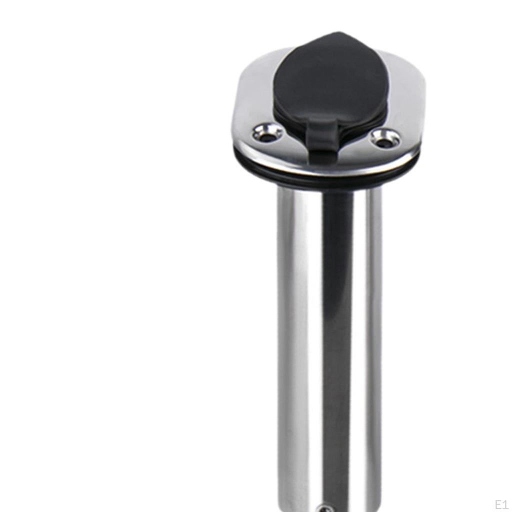 Stainless Steel Fishing Rod Holder, Accessory, Rest, with Drain, Flush-mounted, Lid