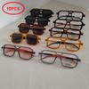 10 Piece Set  Glasses Fashion Double Bridges Men Women Sunglasses Designer Vintage Stitching Color Eyewear Accessory