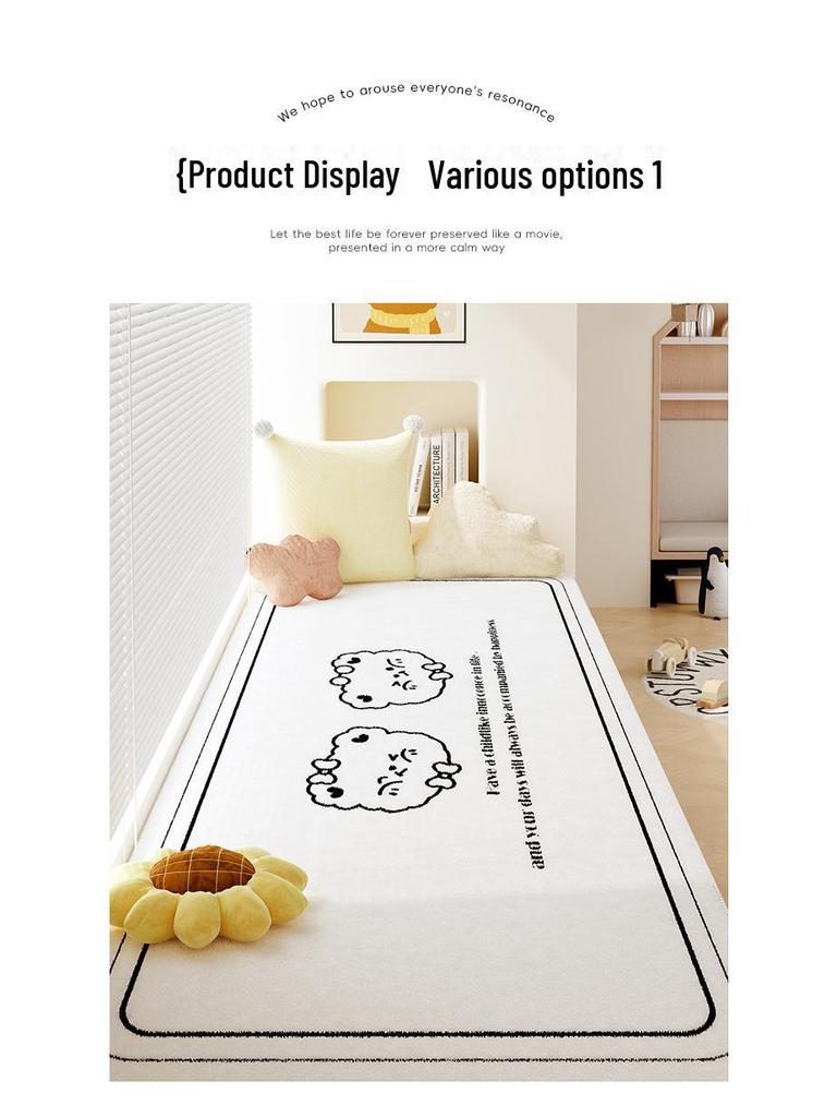 2024 Cartoon Velvet Bay Window Mat: Waterproof, Dirt-Resistant, Four-Season Use
