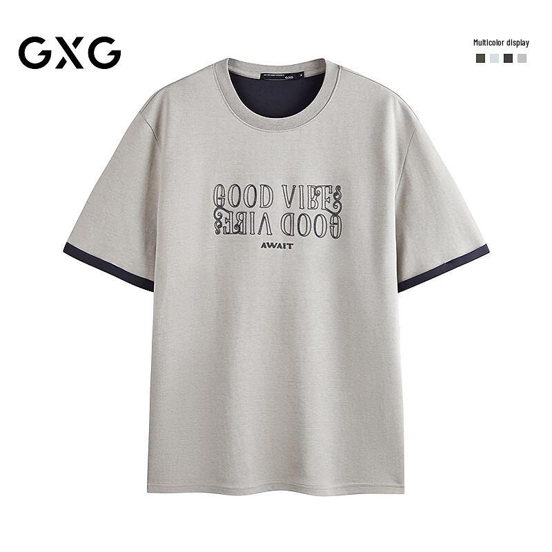GXG Men s Faux Two-Piece Round Neck Contrast Letter T-Shirt XXL