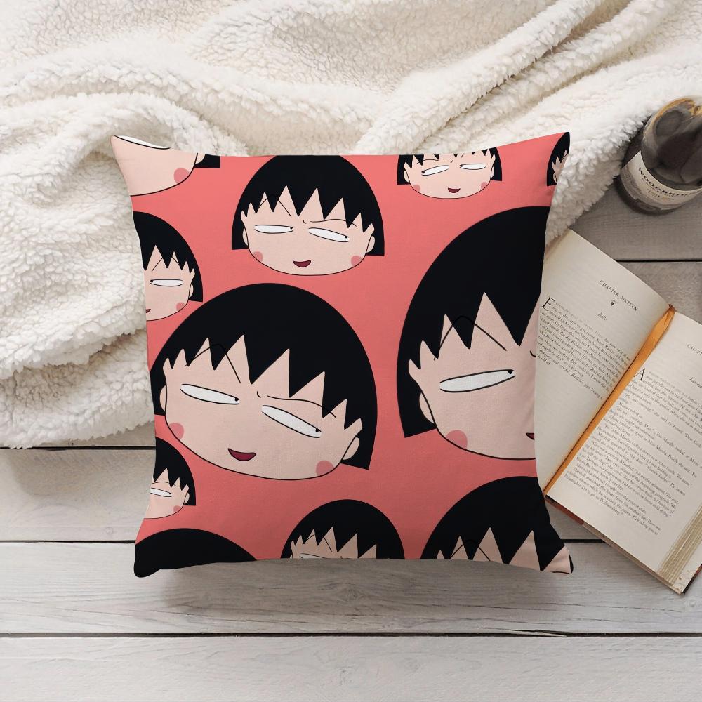 Cartoon Chibi Marukochan Pillow Case Home Decoration Cushion Cover Suitable For Bedroom Car Office Sofa