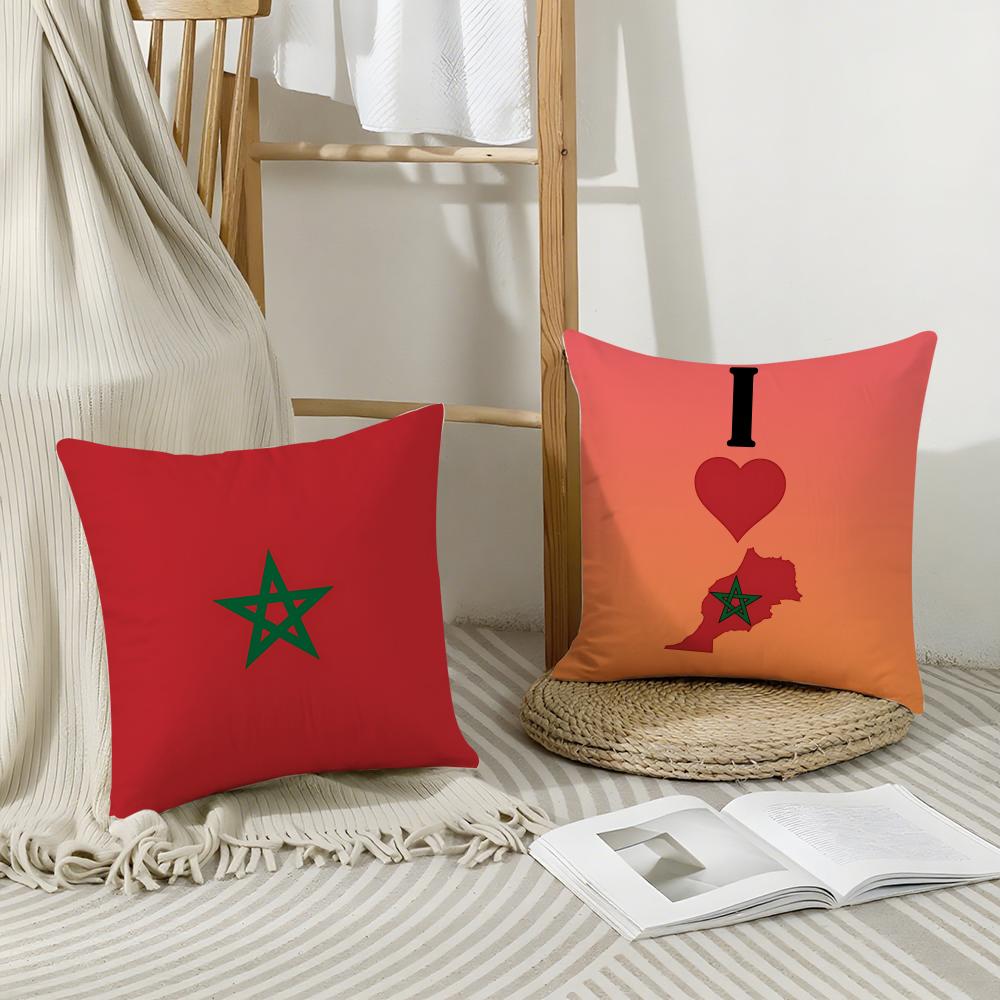 Morocco Mar Flag Cushion Cover Eco-Friendly Odorless Healthy Pillowcase Soft & Comfortable Kid-Safe No Filling