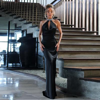 Spring Women's Dress Celebrity Style Sexy Slim Dress with Diamond Chain Decoration