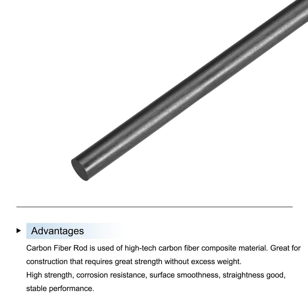 uxcell Carbon Fiber Rod 7mm x 300mm for RC Car Airplane DIY Tool Wing Tube Quadcopter Arm, Pack of 2