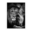 Black White Animals Lions Oil Painting Modern Canvas Posters and Prints Wall Art Picture for Living Room Cuadros Home Decoration