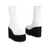 Foam Light-weight Sole Platform Wedges High Heels Girls Shoes Gloss Patent PU Leather Red White Ankle Stretch Booties Gothic Women Black Boots