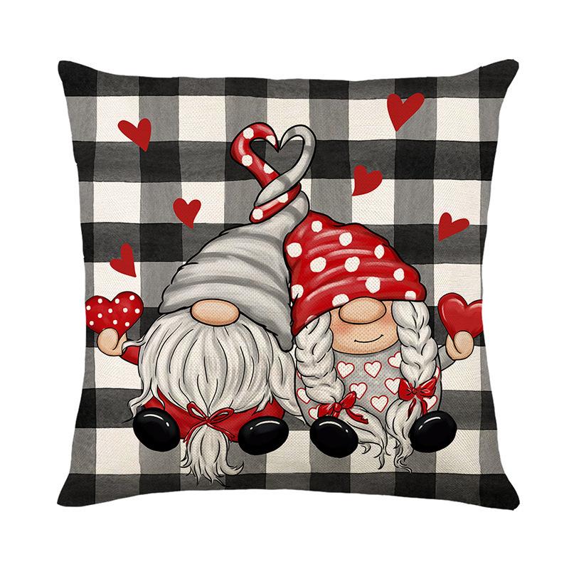 

Checked Red Letters Bedroom Pillowcase Valentine s Day Printed Pillowcase Linen Couple Home Sofa Cushion Cover 45 * 45CM (excluding pillow core)