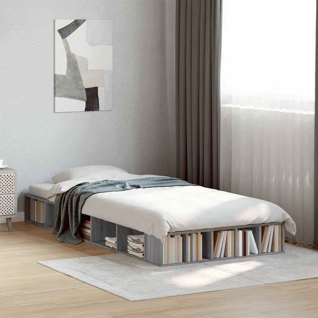 Bed Frame Grey Sonoma 90x200 cm Particleboard