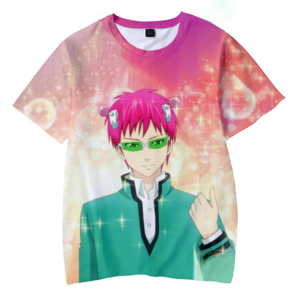 Summer Round Neck 3D Anime Character "Saiki Kusuo No Sai-Nan" Print Top Fashionable Casual Short Sleeved Men's T-shirts