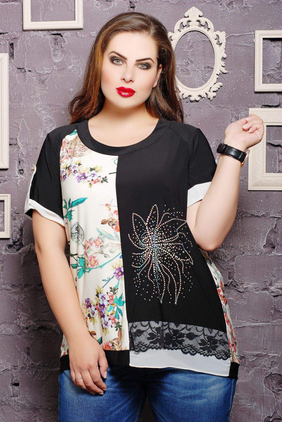 

Блуза з квіткою зі стразів Tatiana МАРІСА 6XL бірюзовий