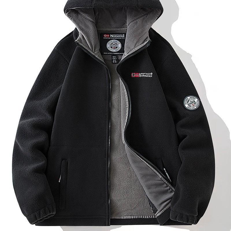Men Women Fleece Jacket With Hood Warm Winter Thick Polar Outerwear Outdoor Casual Wear