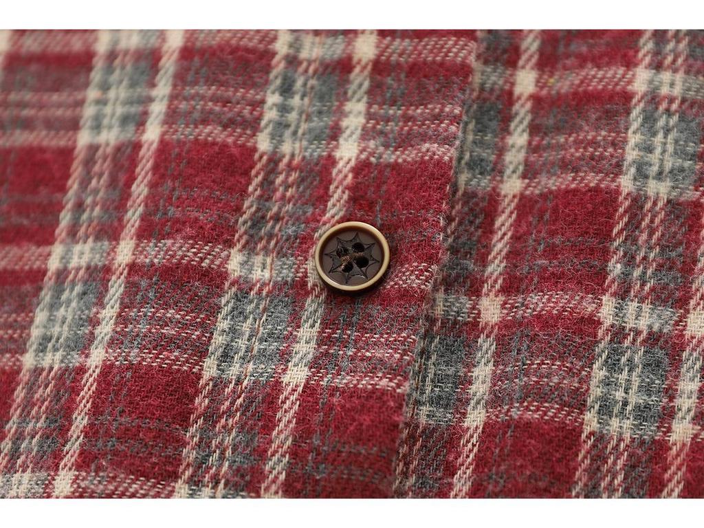 Literary Retro Plaid Brushed Cotton Long-Sleeve Women's Shirt - Spring 2026 Casual Collection