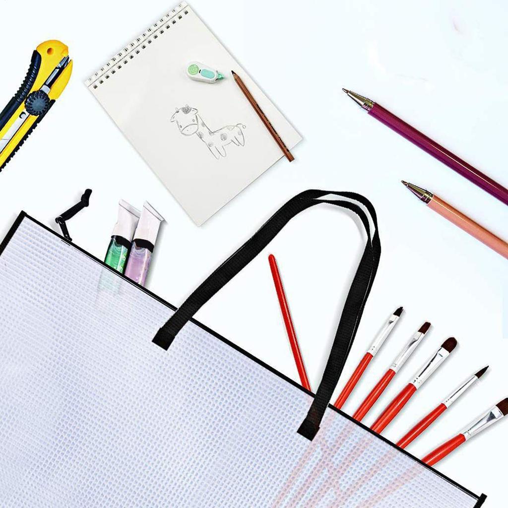 Art Bag 19 x 25 Inch Art Storage Bag with Handle and Zipper Portable Clear Artwork Organizer for Travel Camping Photograph