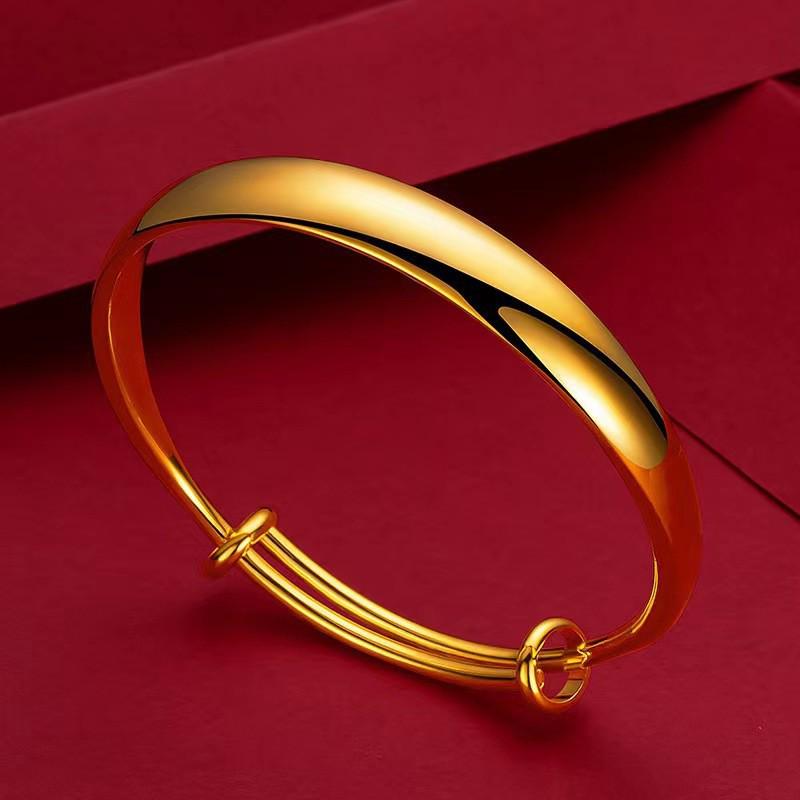 Gold-Plated Starry Dragon & Phoenix Push-Pull Women's Bangle - Non-Fading, High-End Jewelry