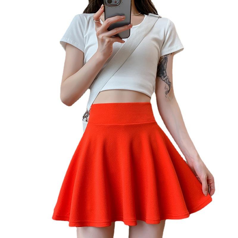 2024 Lato Nowa Spódniczka Bąbelkowa Krótka Spódnica Spódnica z Dużym Kołem Wysoki Stan Plisowana Spódnica Wszechstronna Spódnica Pół-parasolowa