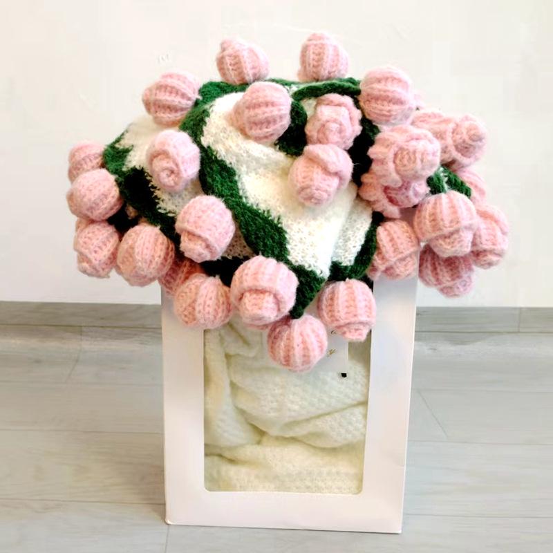 Handgestricktes Rosenstrauß-Kuscheldecke für Mädchen, Freunde, frisch Verheiratete - Perfektes praktisches Weihnachtsgeschenk