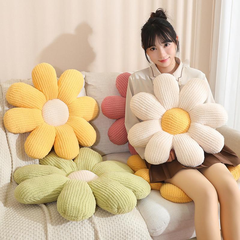 Soft Plush Polyester Woven 8-Petal Flower Cushion Assorted Colors Home Sofa Bedroom Chair Decorative Pillow Japanese Tatami Mat Cushion Pad