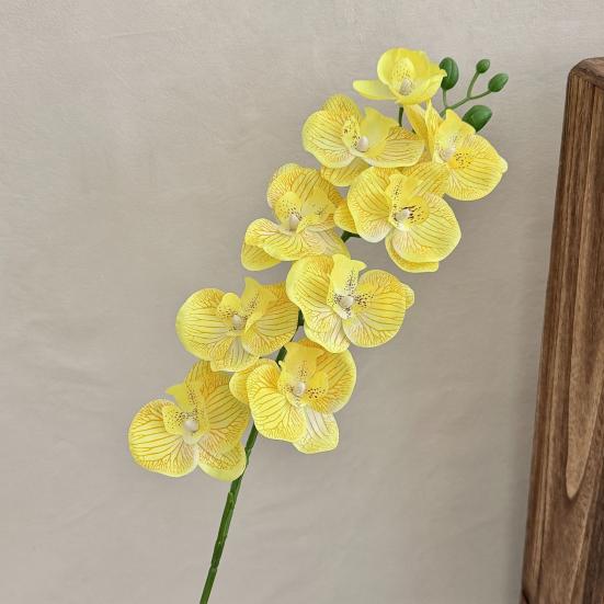 Yousheng 27.5 Inch Artificial Phalaenopsis Flower Branch 9 Full Blooms Fake Silk Orchids with Stem for Home Office Wedding