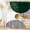 Abstract Leaves Shower Curtain Set Emerald Green Modern Tropical Mid Century Simple Minimalist Chic Polyester Waterproof Cloth