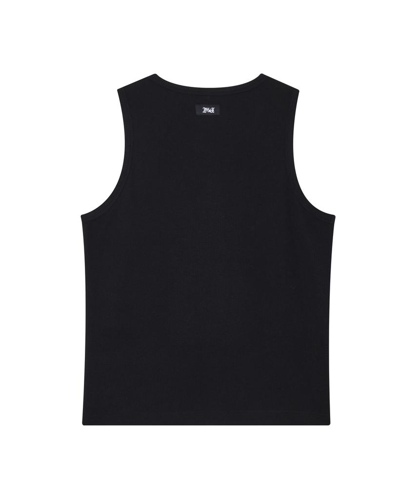 Deuleongkeutegseuteu Vintage Waffle Tank Top [Black]